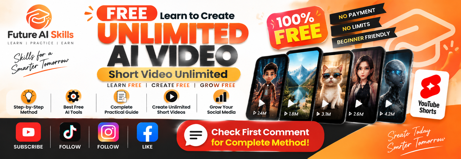Learn how to create unlimited AI videos with a 100% free,